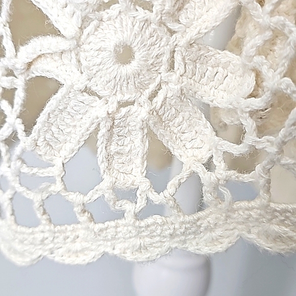 SMW Boho Crochet Cutout Open Knit High Low Sweater Vest w Solid Back - Picture 7 of 11